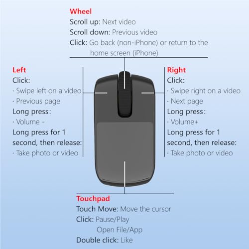 Remote Control for TikTok,Air Finger Ring Mouse with Touchpad, Bluetooth Page Turner for iPad/Kindle App/iPhone/Android (Black)