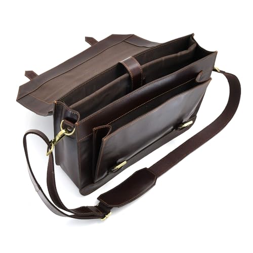 Style N Craft Soft Briefcase, Messenger Bag in Full Grain Leather - color: Dark Brown (392007)
