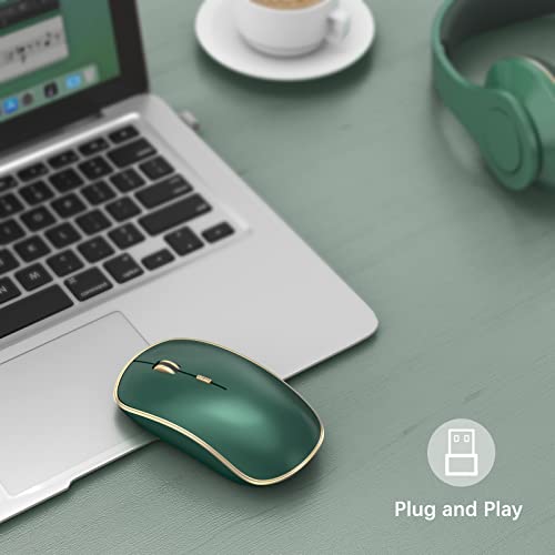 JOYACCESS 2.4G Slim Wireless Silent Mouse, Portable Wireless Computer Mouse with 5 Adjustable DPI Levels, USB Mice for Desktop, Notebook, MacBook, Chromebook, PC (Green) - color: Green