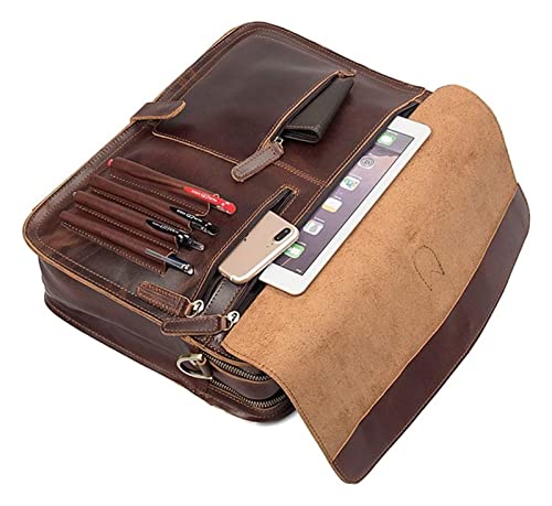 Laptop Briefcase Large Capacity, Dual Compartment Expandable 15.6" Portfolio for Business - color: Dark Coffee