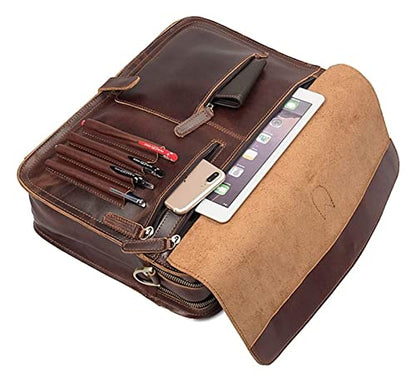 Laptop Briefcase Large Capacity, Dual Compartment Expandable 15.6" Portfolio for Business - color: Dark Coffee