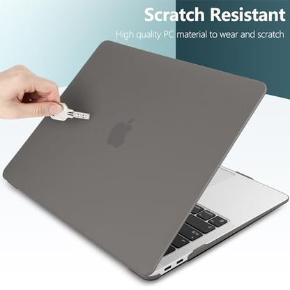 DONGKE Compatible with MacBook Air 13 inch Case 2021 2020 2019 2018 Release Model: M1 A2337 A2179 A1932, Matte Hard Case Cover for MacBook Air 13 inch with Retina Display Fits Touch ID - Grey - color: Grey