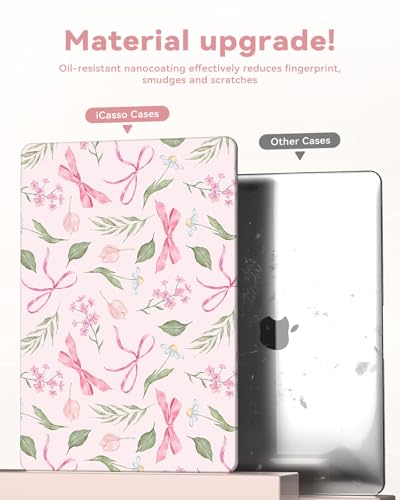 iCasso Compatible for MacBook Air 13 inch Case M5 M4 M3 M2 2026 2025-2022 Release Model A3449 A3240 A3113 A2681, Sturdy Protective Sweet Pattern Hard Shell 13.6 MacBook Air Case, Flower Bow Pink - color: Flower Bow Pink