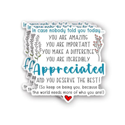 (3pcs) You are Amazing Important Incredibly Appreciated and You Deserve The Best Sticker Funny Sayings Motivational Inspirational Vinyl Decal for Tumbler Laptop Water Bottles Books Phone -Size 3x3