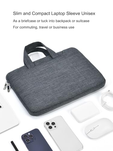 Slim Business Laptop Sleeve, Lightweight Protective Case with Handle & Pockets for 14/15.6" Laptops - color: Grey, size: 15.6inch