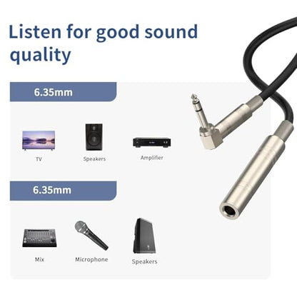 Right Angle 6.35mm TS to XLR Female, 1/4" TRS to XLR 3Pin Female,for Speakers, Stage, DJ and More,Right Angle 6.35mm TRS Stereo Male to Female Audio Cable,(6.6 FT 2Pack) - style: Right Angle 6.35mm TRS Stereo Male to Female Audio Cable,(6.6 FT 2Pack)