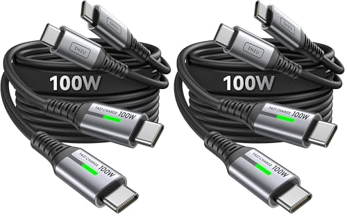 INIU USB-C to USB-C Cable, [3.3ft] Type C Charging Cord for iPhone 16 15 Pro Max Samsung Galaxy S23 S22 S21 Note 10 MacBook iPad and More,2 Count (Pack of 2) - color: Black, size: 3.3ft+3.3ft (Pack of 2)