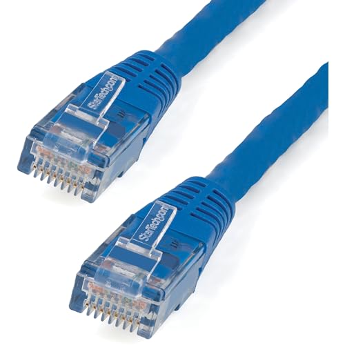 StarTech 4ft CAT6 Ethernet Cable - Blue CAT 6 Gigabit Ethernet Wire -250Mhz 100W PoE RJ45 UTP Molded Network Patch Cord with Strain Relief (C6PATCH4BL) | 250MHz bandwidth, Gold-plated RJ45, Patch Cable, Ethernet Cord, UTP Molded Network, Strain Relief, 10