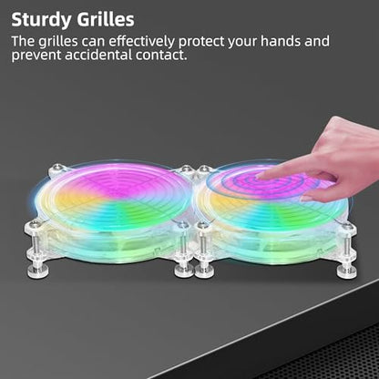 2PACK 4.72" 120mm 5V USB LED Fans with Magnetic Screws Small Cooling Fans | with Vibrant Lighting and Portable USB Powered, for Mini PC Router Cabinet Server A/V Equipment Play Station Ventilation - size: 240mm