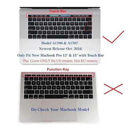 TPU Keyboard Cover Skin for MacBook Pro 13.3 15.4 inch A2159 A1990 | Clear Keyboard Protector with Macbook Touch Bar A1707 A1706 A1989