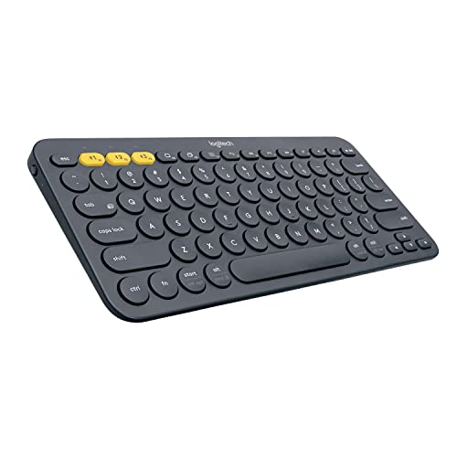 Logitech 920-007558 K380 Multi-Device Bluetooth Keyboard – with FLOW Cross-Computer Control and Easy-Switch up to 3 Devices – Dark Grey