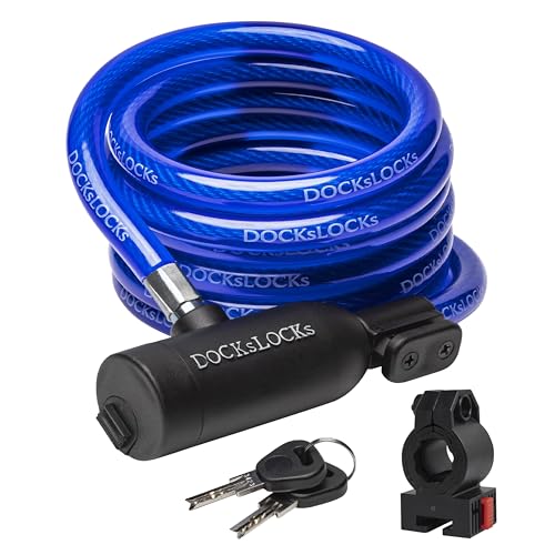 DocksLocks Bike Cable Lock Set, Coiled Security Cable with Key Lock and Mounting Bracket, Compact Anti-Theft Protection for Bikes, Bicycles, Scooters and More 6ft - size: 6ft