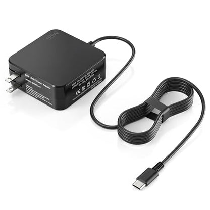 USB-C 65W Wall Charger Power Adapter for Lenovo Laptop ThinkPad T14 T15 X1 X13 E15 T480s T490 Yoga 7i 9i Thinkbook 13s 14 15 16 Plus Chromebook C330 S330- PD 3.0,Slim,Light and Portable-Black