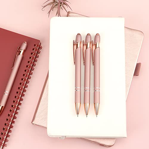 Bribobo 6 Pack Ballpoint Pen 2-in-1 Stylus, 1.0 mm Black Ink | Retractable Ballpoint Pen with Stylus tip, Metal Stylus Pen for Touch Screens - color: 6