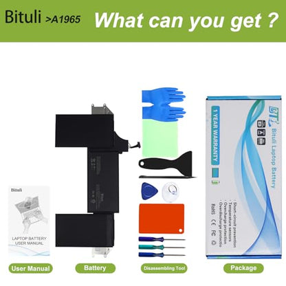 A1965 Battery for MacBook Air 13-inch Model A1932 A2179 Battery Replacement 2018 2019 2020 Version EMC 3184 3302 MacBookAir8,1 8,2 9,1 MRE82LL/A MRE92LL/A MVFH2LL/A MVFM2LL/A MRE82B/A 49.9Wh - color: A1965