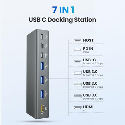 tounee Laptop Stand with Detachable USB-C Hub, 100W PD Charging, 4K@60Hz HDMI, 3 USB Ports, Ergonomic Laptop Holder Docking Station for 10-17" Laptops, MacBook & More - Gray - color: Gray