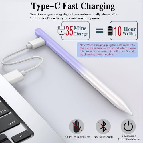 Stylus Pen for Android Tablet,Tablet Pencil for iOS/Android,Stylus Pen for iPhone/Samsung/XiaoMi/Huawei/Vivo/Lenovo and Other Android Smartphones and Tablets-Gradient Purple - color: Gradient Purple