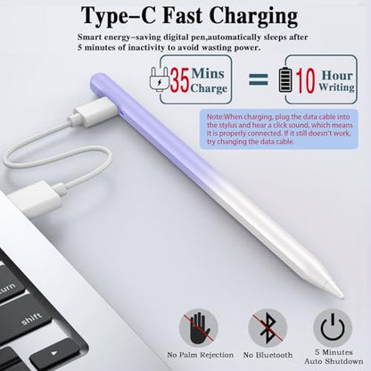Stylus Pen for Android Tablet,Tablet Pencil for iOS/Android,Stylus Pen for iPhone/Samsung/XiaoMi/Huawei/Vivo/Lenovo and Other Android Smartphones and Tablets-Gradient Purple - color: Gradient Purple