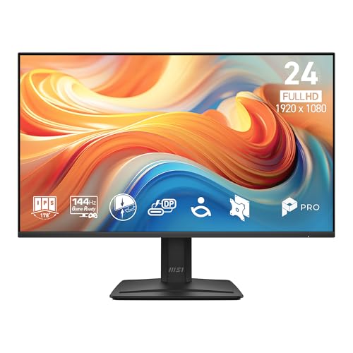 msi PRO MP242 E14C 24-inch IPS 1920 x 1080 (FHD) Office Monitor, 144Hz, Free-Sync, HDMI, USB C (15W Power Delivery), VESA Mountable, Tilt, Speaker, 4-Side Slim Bezel 1ms, Black - style: PRO MP242 E14C