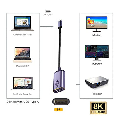 USB4 USB-C Type-C Source to Displayport DP Female Cable Display 8K 60HZ UHD 4K Monitor Displays - style: USB-C to DP