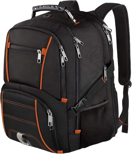 LTINVECK Travel Laptop Backpack,Extra Large Backpack for Men,Big 17 Inch Computer bag Tech Backpack - color: Orange