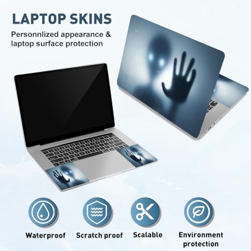 PLIGREAT 15 Inches Laptop Decal Sticker Skin Cover, Alien Design Laptop Sticker Decals Fits 12" to 15" Laptops Universal Waterproof Removable, Grey Blue - color: Grey Blue
