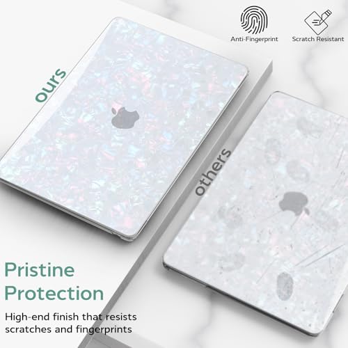 B BELK Compatible with MacBook Air 13 inch Case M5 2026 2025 2024-2022 M4 M3 M2 A3449 A3240 A3113 A2681, Plastic Hard Shell+Keyboard Cover+Screen Protector for MacBook Air 13.6 inch Case, Shiny Pearl - color: Shiny Pearl