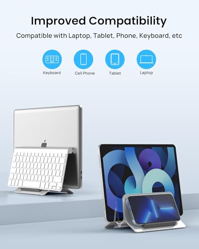 Vertical Laptop Stand for Desk, Gravity Auto Lock Vertical MacBook Stand, Aluminum Laptop Vertical Dock Stand Holder Compatible with MacBook Pro, MacBook Air, Silver - color: Silver