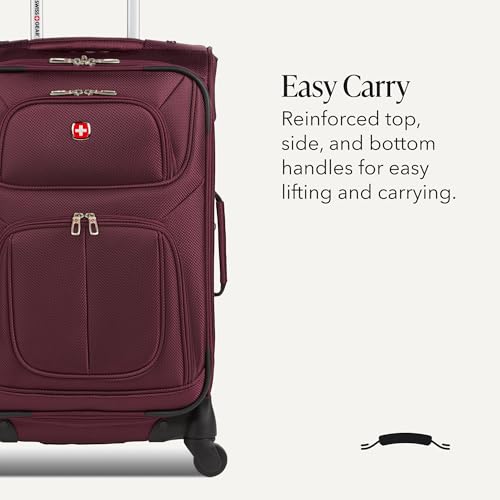 SWISSGEAR Sion Softside Expandable Spinner Luggage Durable Lightweight Travel Suitcase, Merlot, 2-Piece Set (Carry-On/Large) - color: Merlot, size: 2-Piece Set (Carry-On/Large)