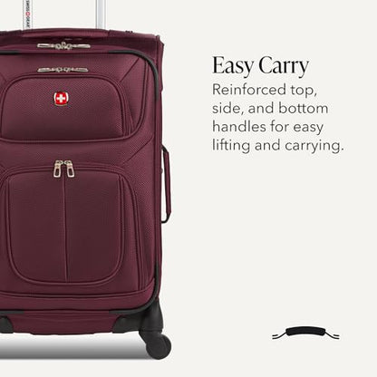 SWISSGEAR Sion Softside Expandable Spinner Luggage Durable Lightweight Travel Suitcase, Merlot, 2-Piece Set (Carry-On/Large) - color: Merlot, size: 2-Piece Set (Carry-On/Large)
