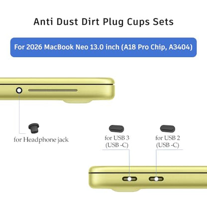 ProElife 7 Pcs Anti Dust Dirt Plug Cups Set for MacBook Neo, Black | Durable & Reusable Silicone Laptop Accessories, Custom Fit Design, Easy to Clean Non-Slip Stuff for Macbook USB-C & Headphone - color: Black