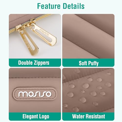 MOSISO Laptop Case 17.3 inch, 17-17.3 inch Puffy Laptop Sleeve Compatible with Dell XPS/HP Pavilion/Ideapad/Acer/Alienware/HP Omen Notebook Computer, Polyester Horizontal Bag with Small Case, Brown - color: Brown, size: 17.3 inch