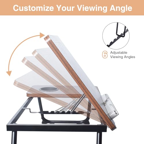 Adjustable Lap Desk for Bed - Portable Laptop Tray Table with Foldable Legs, Phone Slot & Cup Holder - Lightweight & Sturdy Breakfast, Work, Study Table for Sofa, Couch, Floor