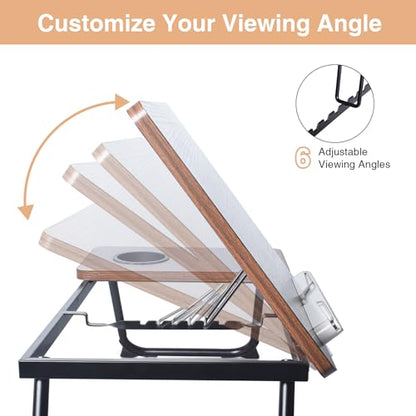 Adjustable Lap Desk for Bed - Portable Laptop Tray Table with Foldable Legs, Phone Slot & Cup Holder - Lightweight & Sturdy Breakfast, Work, Study Table for Sofa, Couch, Floor