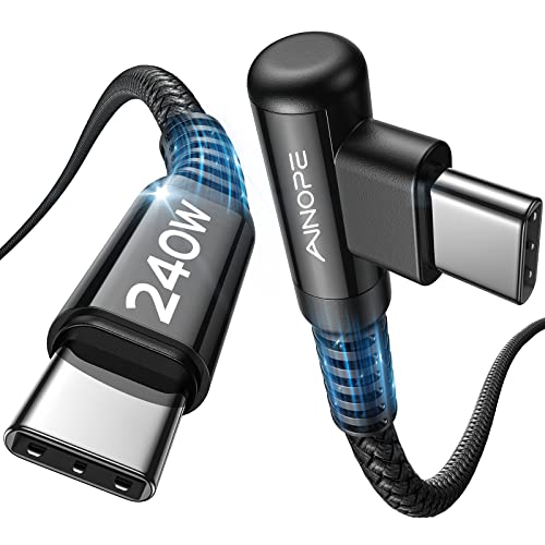 AINOPE 240W High Speed USB C Cable [6.6ft] USBC to USBC Cable, Right Angle C to C Cable Fast Charging Compatible with iPhone 16 Charger Cord, iPad Pro,MacBook Air 2024 M4,Samsung Galaxy S24, Black - color: Black, size: 6.6FT
