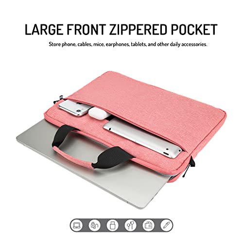14-15 Inch Laptop Sleeve Bag Carrying Case Protective Computer Cover with Handle Shoulder Strap Compatible with 15 inch MacBook Air M5 M4 M3 M2 Acer ASUS HP Surface Dell Chromebook, Pink - color: Pink, size: 14"-15"