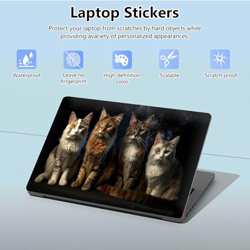 Universal Laptop Skin Sticker with 2 Wrist Pad Skins, Waterproof Scratch Resistant Vinyl Laptop Cover Decal, Cut to Fit for 11–15.6 Inch MacBook HP Dell Lenovo, Multiple Cats - color: Multiple Cats