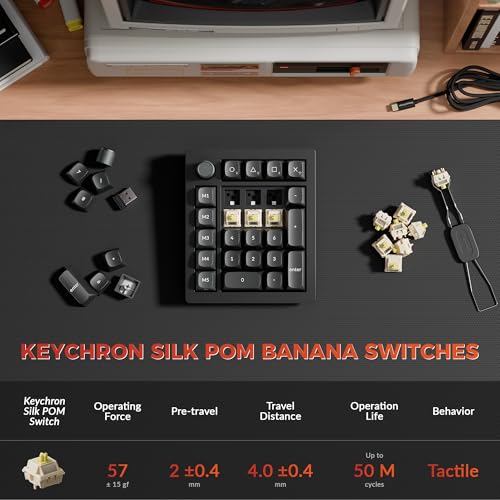 Keychron V0 Ultra 8K Polling Rate Wireless (2.4 GHz & Bluetooth) ZMK Custom Number Pad with Hot-swappable Banana Switches 360-Hr Battery OSA PBT Keycaps RGB Backllit for Mac Windows Linux - color: Hot-swappable Banana Switch