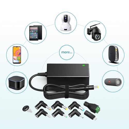 POWSEED Universal AC Adapter 45W 5V 6V 7.5V 9V 12V 13.5V 15V DC Power Supply 1A 2A 3A for Household Electronics Routers CCTV IP Cameras Speaker LED Strips, 5FT Charger Cord