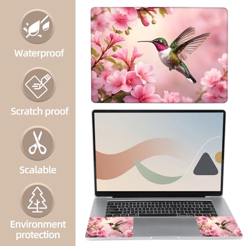 Universal Laptop Skin Sticker for 12/13/14/15.6 Inch Laptops, Reusable Vinyl Laptop Decal Cover, Waterproof Scratch Resistant Notebook Skin with 2 Wrist Pads,Garden Hummingbird - color: Garden Hummingbird