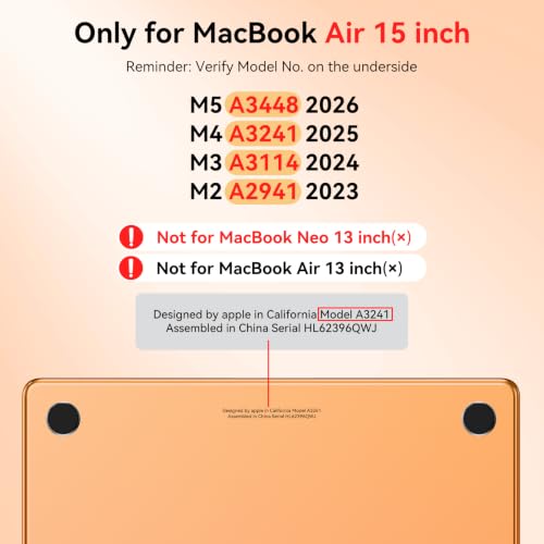 BlueSwan Matte Case for MacBook Air 15 inch M5 M4 M3 M2 Chip 2026-2023 | 100% Color Match, Anti Fingerprint & Scratch, Grippy Finish, Protective Hard Shell, Ultra Thin, Easy Snap-On - color: Matte Cosmic Orange