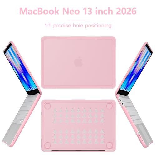 Batianda Ultimate Rugged Case for MacBook Neo 13 Inch 2026, Blush | Fits Model A3404, Shock-Absorbing TPU Bumper, Carbon Fiber Side Texture, Matte Rugged Shockproof Hybrid Protective Shell - color: Blush