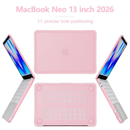 Batianda Ultimate Rugged Case for MacBook Neo 13 Inch 2026, Blush | Fits Model A3404, Shock-Absorbing TPU Bumper, Carbon Fiber Side Texture, Matte Rugged Shockproof Hybrid Protective Shell - color: Blush