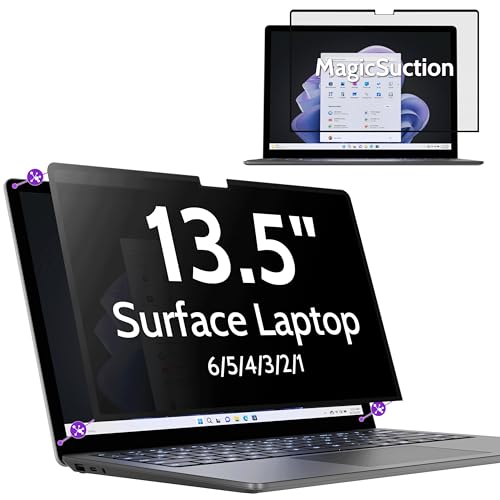 Peslv Privacy Screen for 13.5 Inch Surface Laptop 6/5/4/3/2/1, MagicSuction™ Removable Anti Spy Black Protector, Glare Blue Light Filter for Microsoft Laptop Computer Monitor - size: Surface Laptop 13.5" 6/5/4/3/2/1