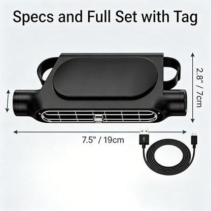 USB Car Seat Fan Car Seat Fan for Kids Compact Turbo Cooling Fan for Headrest Silent Anti-Tangle Design with 3 Speed and Independent Switch for Driver, Passenger and Baby