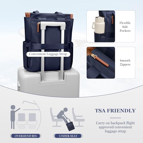 GOLF SUPAGS Convertible Laptop Backpack for Women Casual Daypack Notebook Tote Bag for Work College Travel Leisure (Navy Blue) - color: Navy Blue