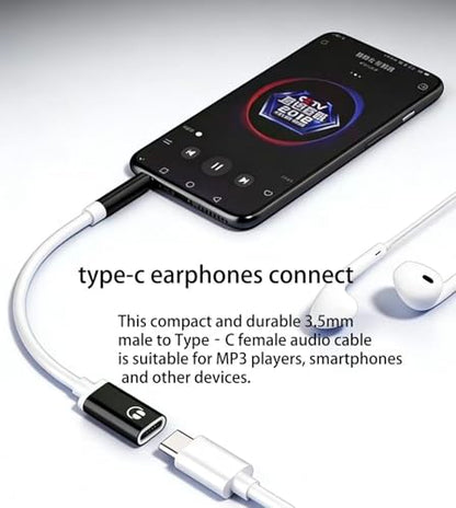 3.5mm Male to USB-C Female Audio Adapter, USB C to Auxiliary Audio Dongle, Headphone Jack Auxiliary Adapter Compatible with MP3s, Tablets, CD Players, Laptops, Headphones and Smartphones (11.5CM)