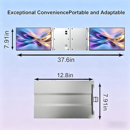 14-Inch WUXGA 60Hz 100% sRGB Dual Portable Monitor Extender | for 13.3–16”Laptops,Plug and Play,Aluminum Alloy,USB-C & H/D Interface,Suitable for Work,Travel and Commuting,Gaming - size: 14-inch