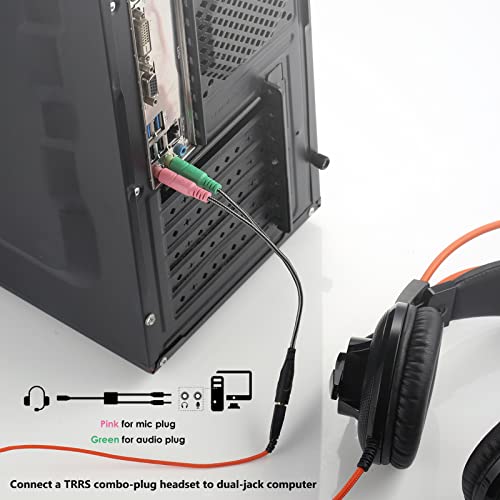 MillSO Headphone Splitter for Computer [2 Pack] CTIA 3.5mm TRRS Female to Dual TRS Male Mic Audio Jack Y Headset Splitter Adapter Cable for PC Laptop to Gaming Headset - 8inch/20cm - size: 2 Pack / 0.6 Feet