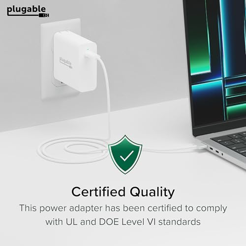 Plugable 140W USB C Charger, GaN Wall Charger for Laptop, PD 3.1 (EPR) Power Adapter, Compatible with MacBook Pro, MacBook Air iPad Pro, Surface and USB-C Devices